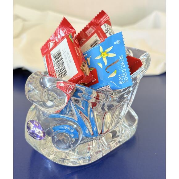 Cristal Christmas Sleigh 24%Lead Crystal Glass Beautiful Cut Details - Picture 10 of 15